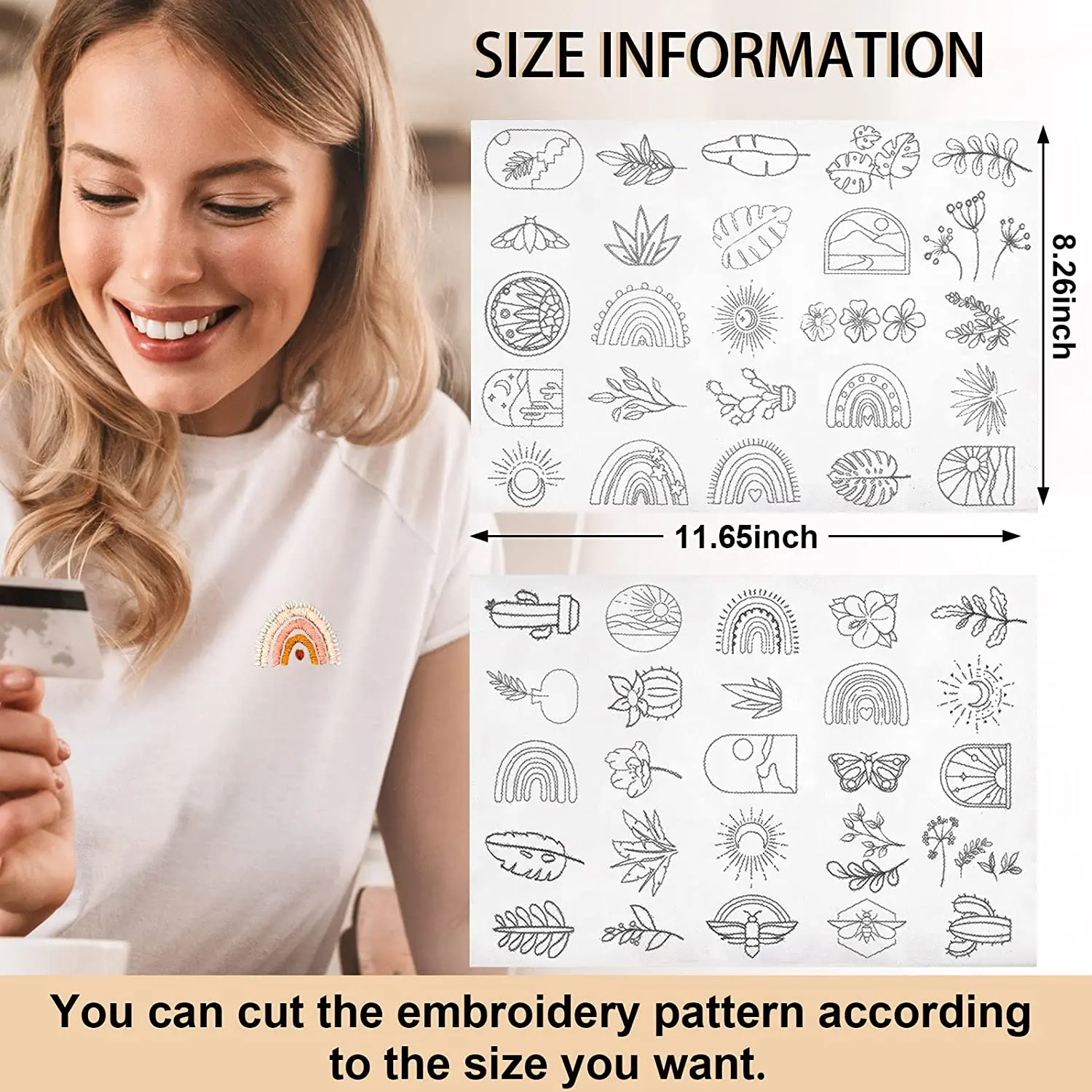 50 Pcs Breathable Waterproof Water Soluble Hand Sewing Stabilizers Wash Away Embroidery Fabric Stabilizers Embossed Pattern