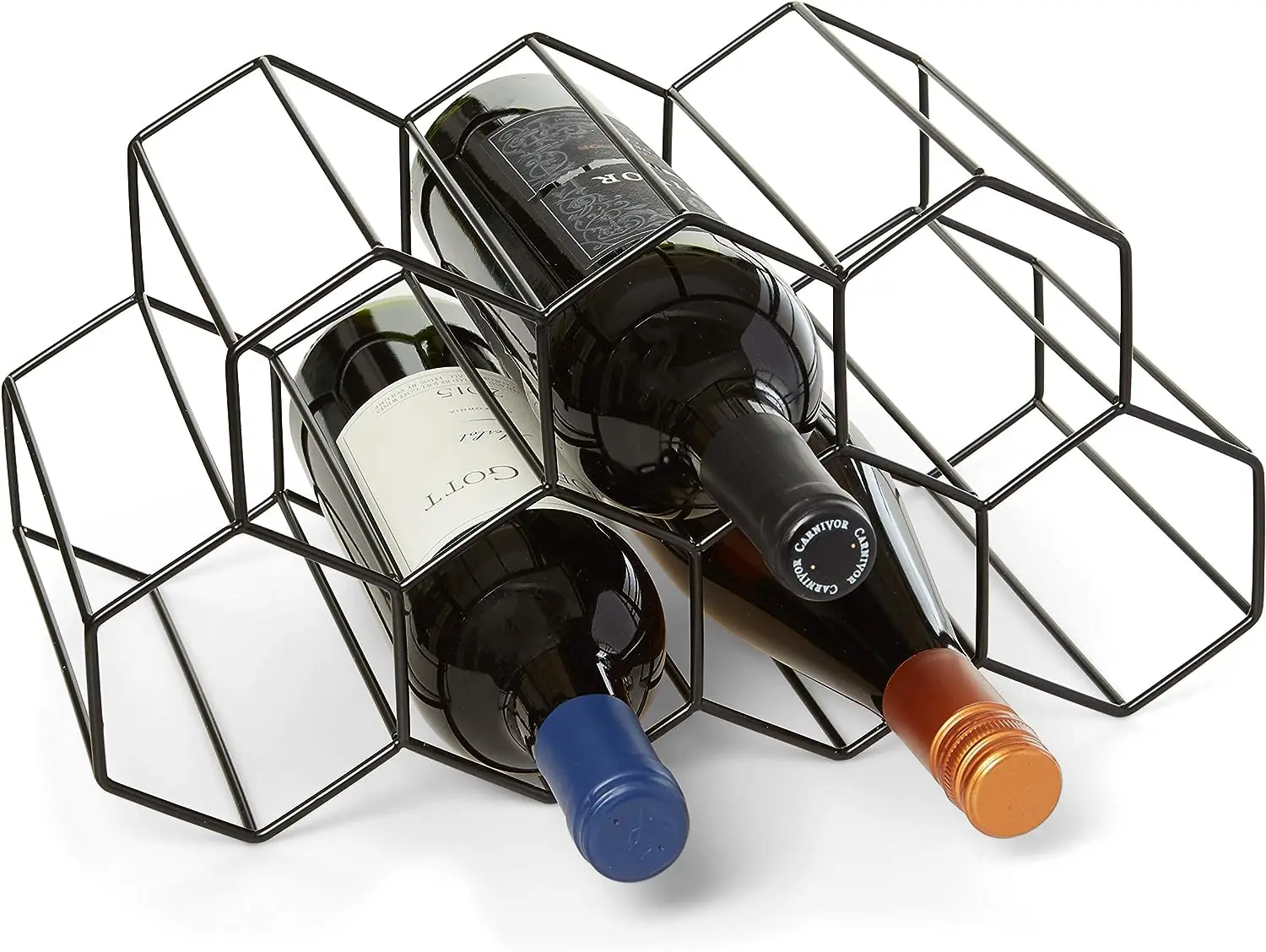 Modern Classic Metal Honeycomb Wine Rack Countertop Table Top Bottle ...