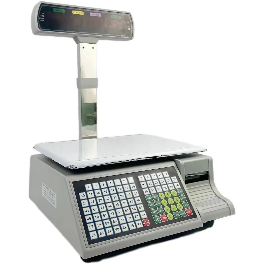 Digital Supermarket Weighing Scale Printer Price Computing Butcher Meat  Barcode Print Scales Label Steel 3kg/6kg/15kg/30kg