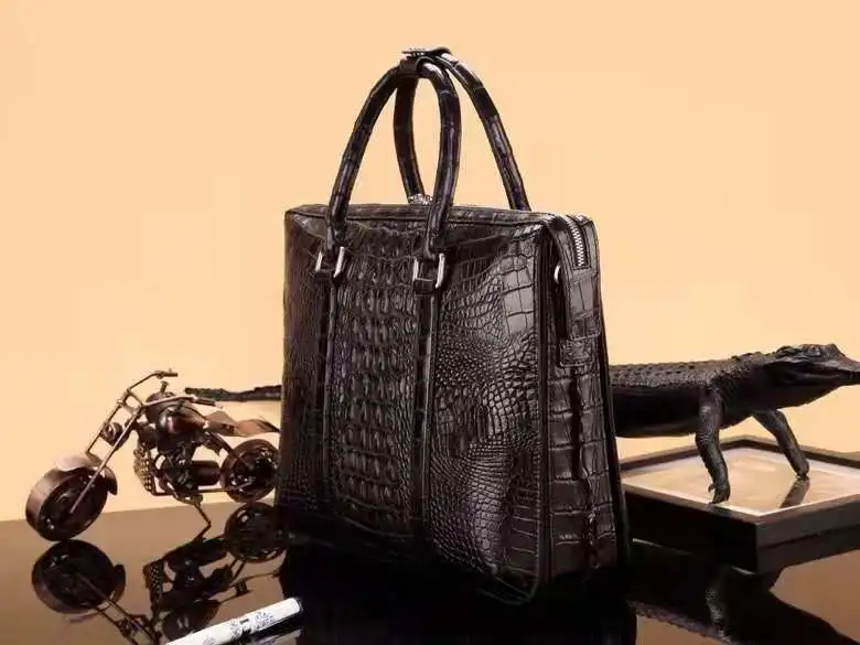 Men's Business Bag Waterproof Briefcase Custom Luxury Real Crocodile Leather Business Messenger Bag - Image 4