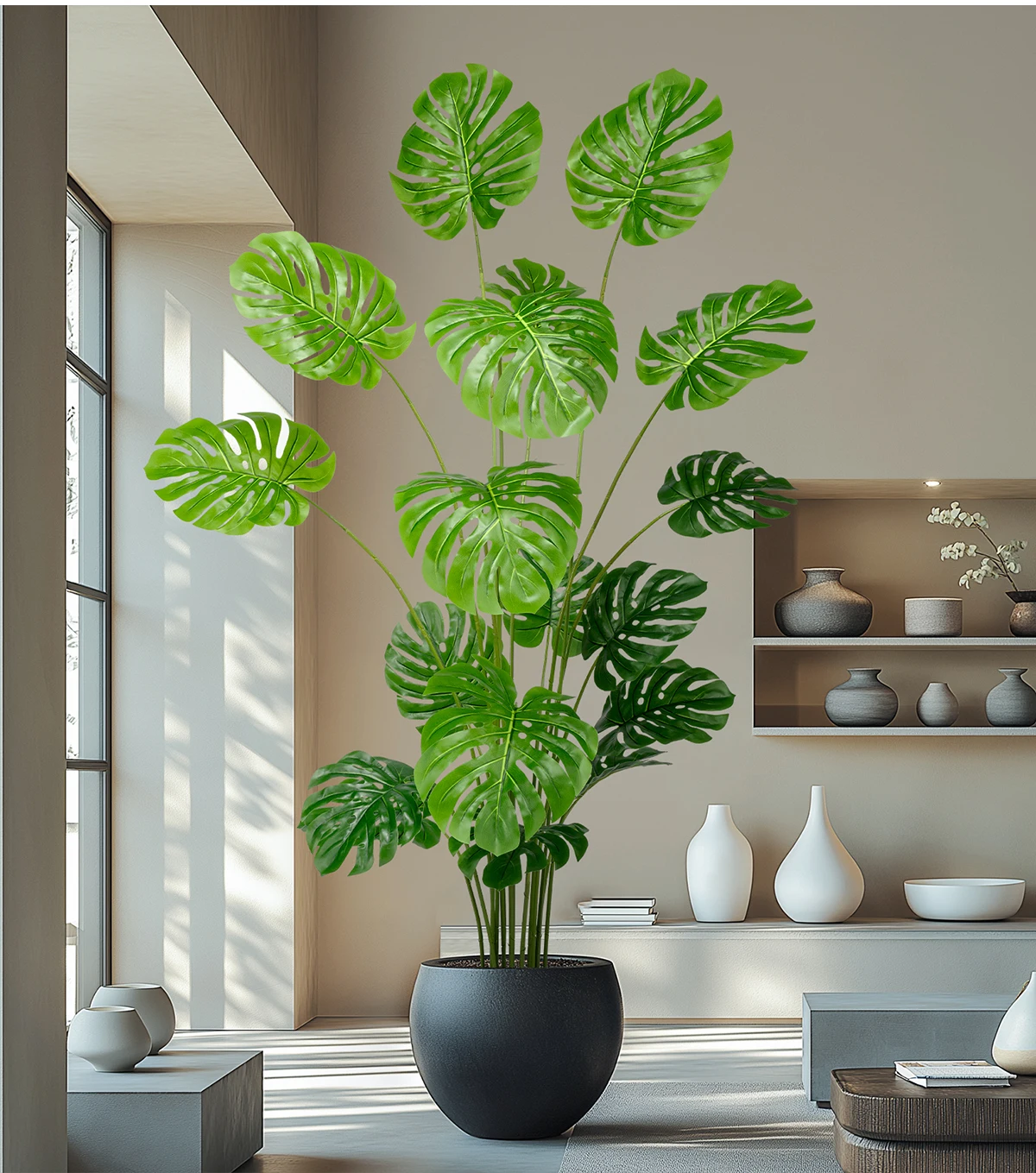 Monstera Deliciosa Artificial Indoor/Outdoor Green Grass Tree Big PE Plastic Faux Design for Home Easter Occasions Office manufacture