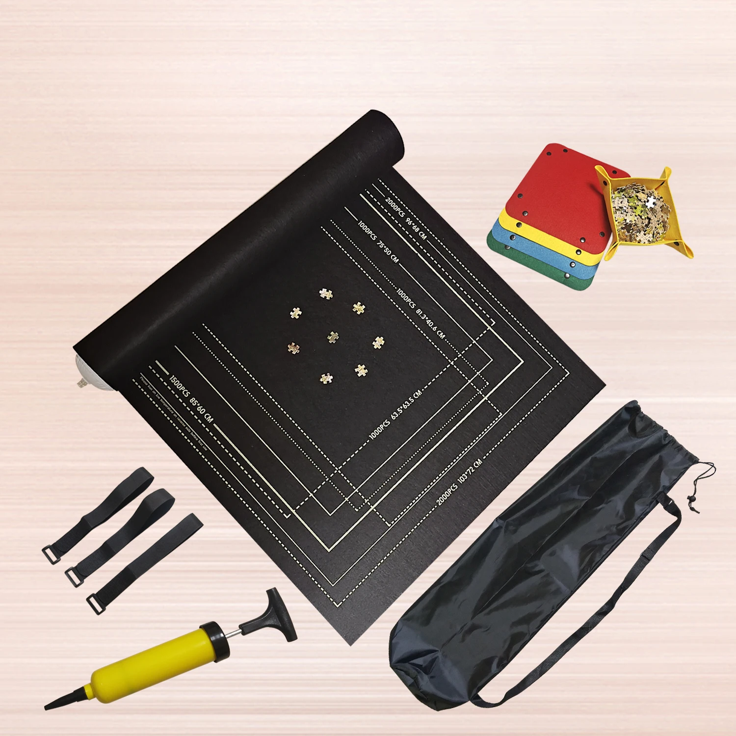 120*66*0.2cm Natural Rubber Material Black Puzzle Roll Up Kids