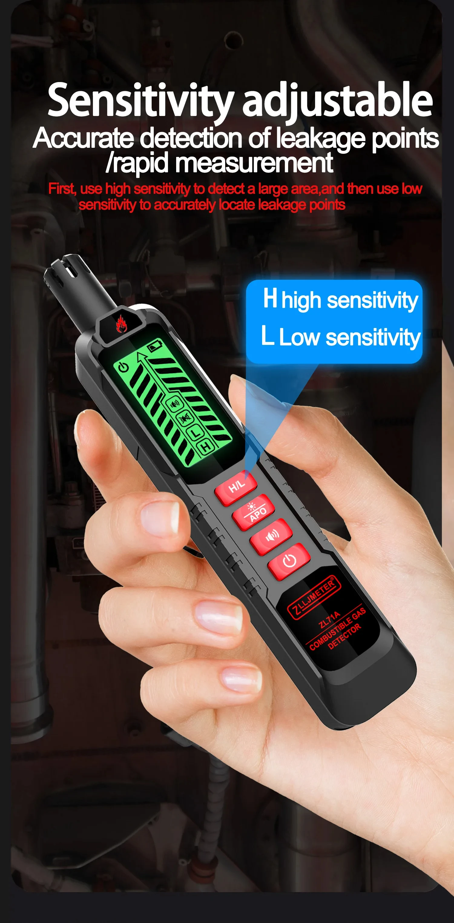 USB rechargeable gas leak detector with built-in battery Detects combustible gases like LPG, methane, propane, and natural gas High-sensitivity sensor for fast and accurate leak detection Sound and light alarm alerts for instant safety warning Quick response time for real-time gas leakage identification Easy one-button operation with fast warm-up Portable pen-style design – lightweight and easy to carry Ideal for home kitchens, gas pipelines, HVAC, and industrial use Helps prevent fire hazards and ensures safety in enclosed areas