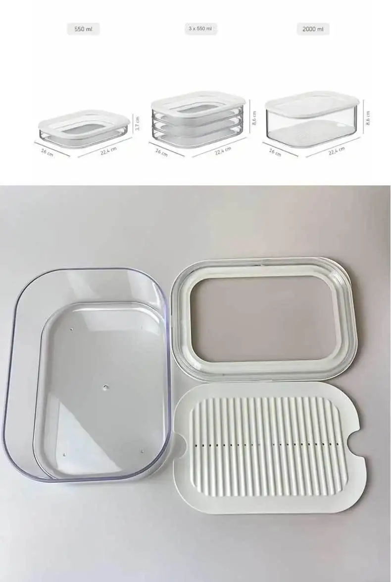 3 Tier Fridge Fresh Food Storage Boxes for Salami & Bacon