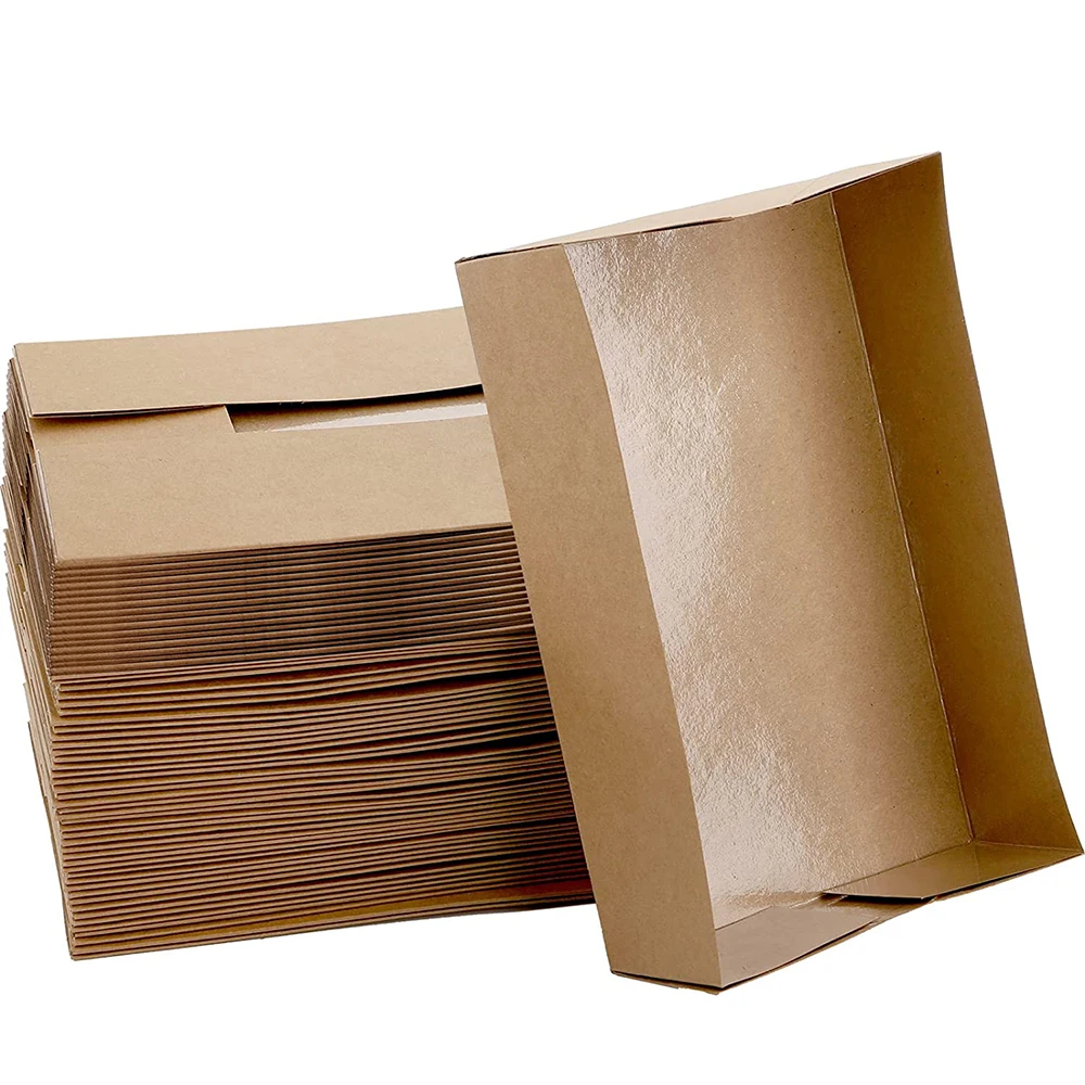 Brown Greaseproof Packs Checkered Wrapping Paper Theater Stadium Disposable Foldable Cardboard Kraft Paper Food Trays
