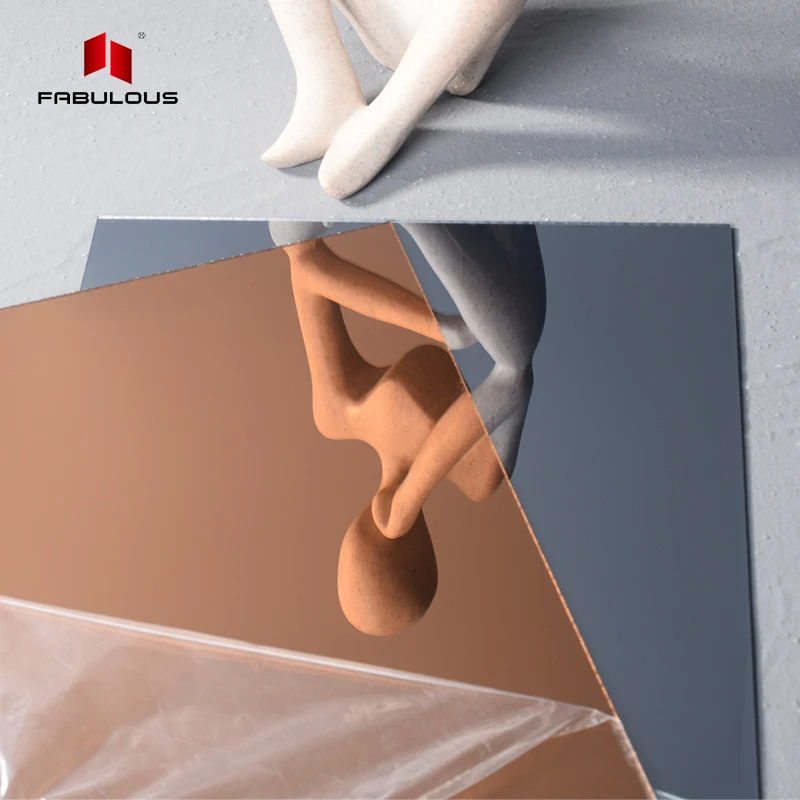 FABULOUS Wholesale Plastic Mirror Plating Custom Back Adhesive Laser Cutting High Reflective PMMA Acrylic Silver Mirror Sheet