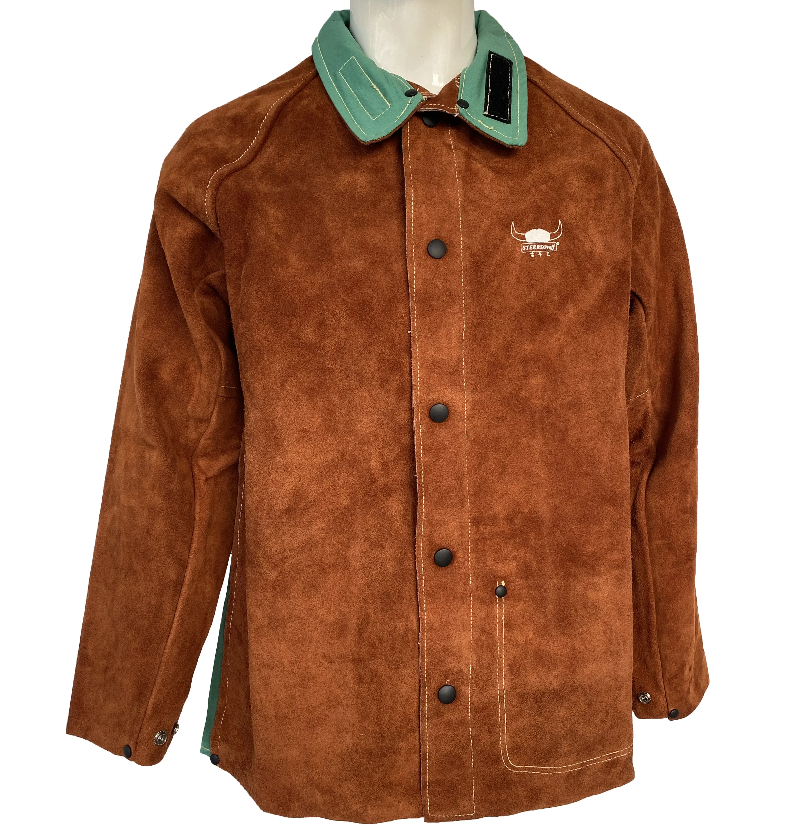 Ropa de soldador de café marrón, chaquetas de soldadura de cuero