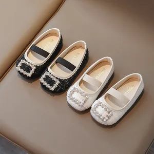 Fashion Trend Korean Style Children Slip-on Shoes Soft Sole Rhinestones Princess Girl Dress Shoes