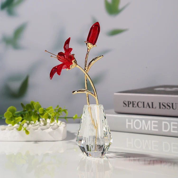 wholesale professional factory Souvenir decoration gifts wedding Crystal lilie flower for Valentine's Day Favors factory