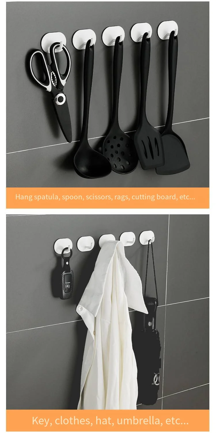 304 stainless steel non-punching kitchen bathroom door Rear toilet living room storage 3-color single novelty hooks anti wet factory