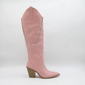 BUSY GIRL HQ1114  Custom Boots Knee High Boots Women High Knee Boots for Ladies High Heel Winter Western Cowboy Boots Wholesale