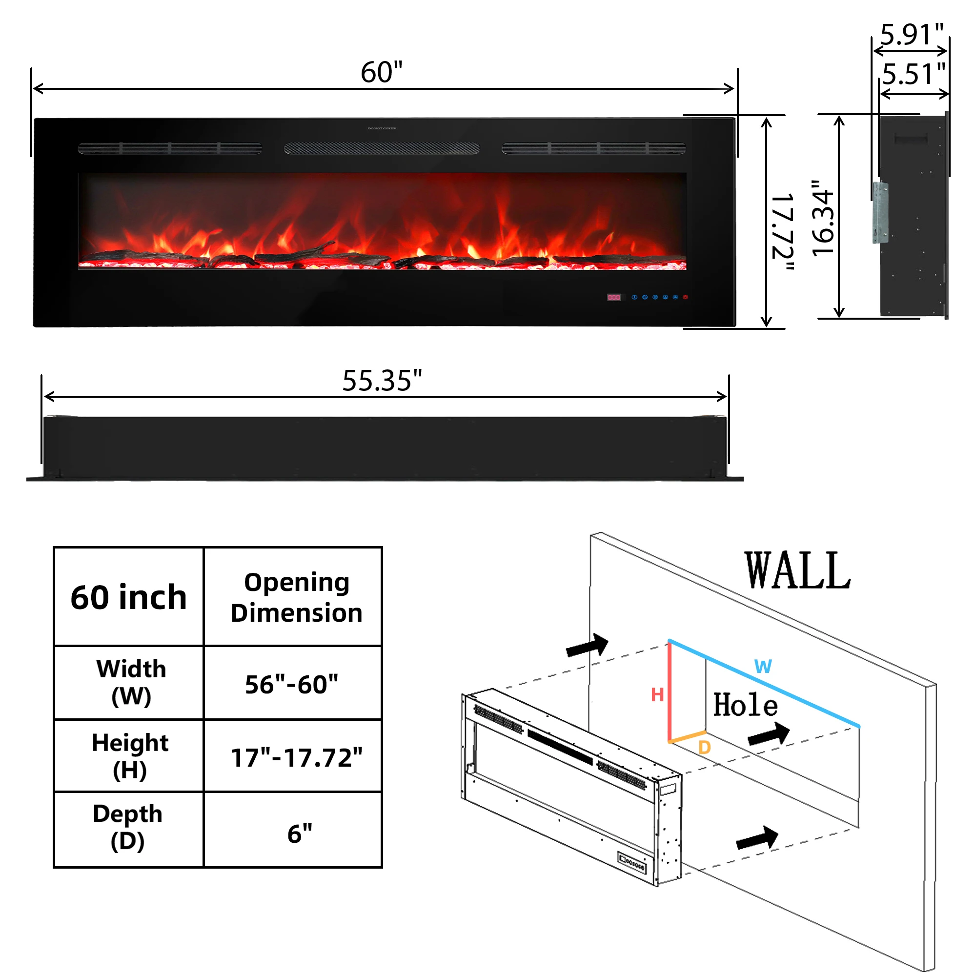 Luxstar 42" Wholesale Electric Heater Fireplace Indoor 13 Colors Recessed and Wall mounted Electric Fireplace Manufacturer