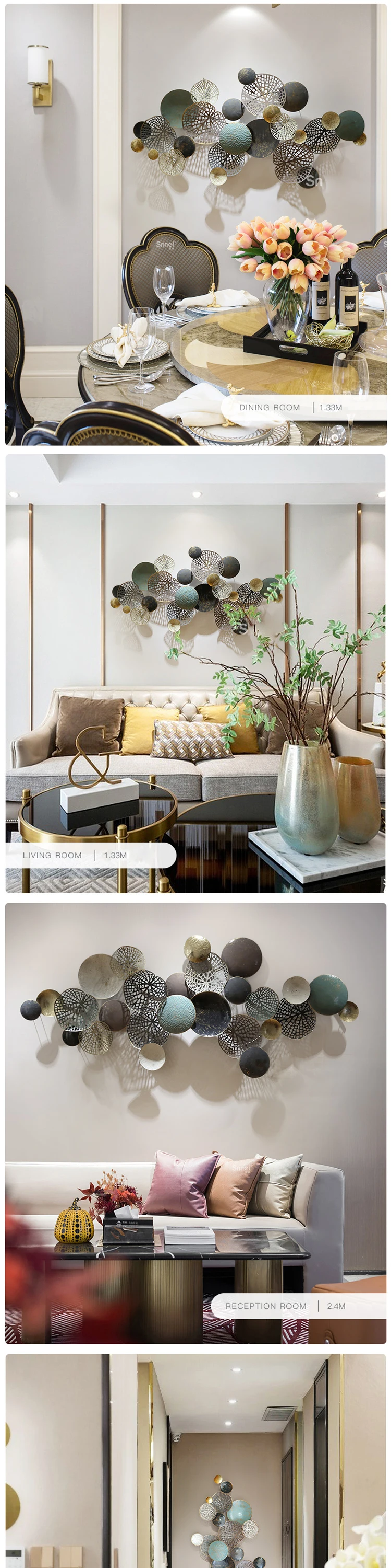 Home Accent Decor Metal Leaves Wall Art Decoration For Home Wall Arts