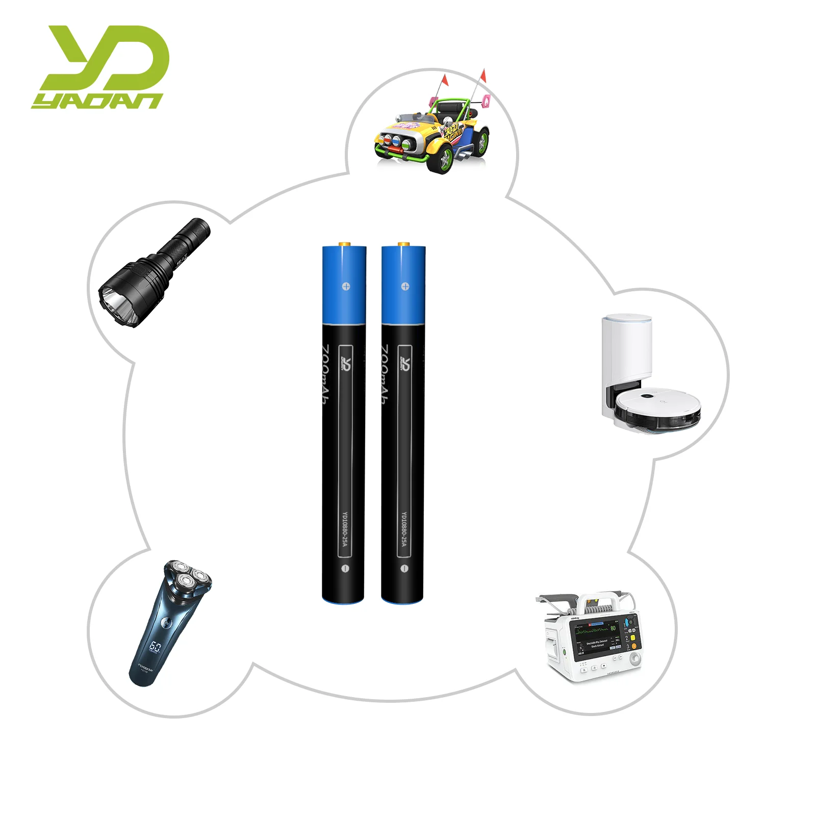 YaDan 10880 10900 2xAAA 3.7V 700mAhリチウムイオン充電式バッテリー