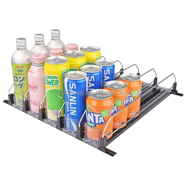 Drink Organizer for Fridge, Soda Dispenser Display with Smooth and Fast Pusher