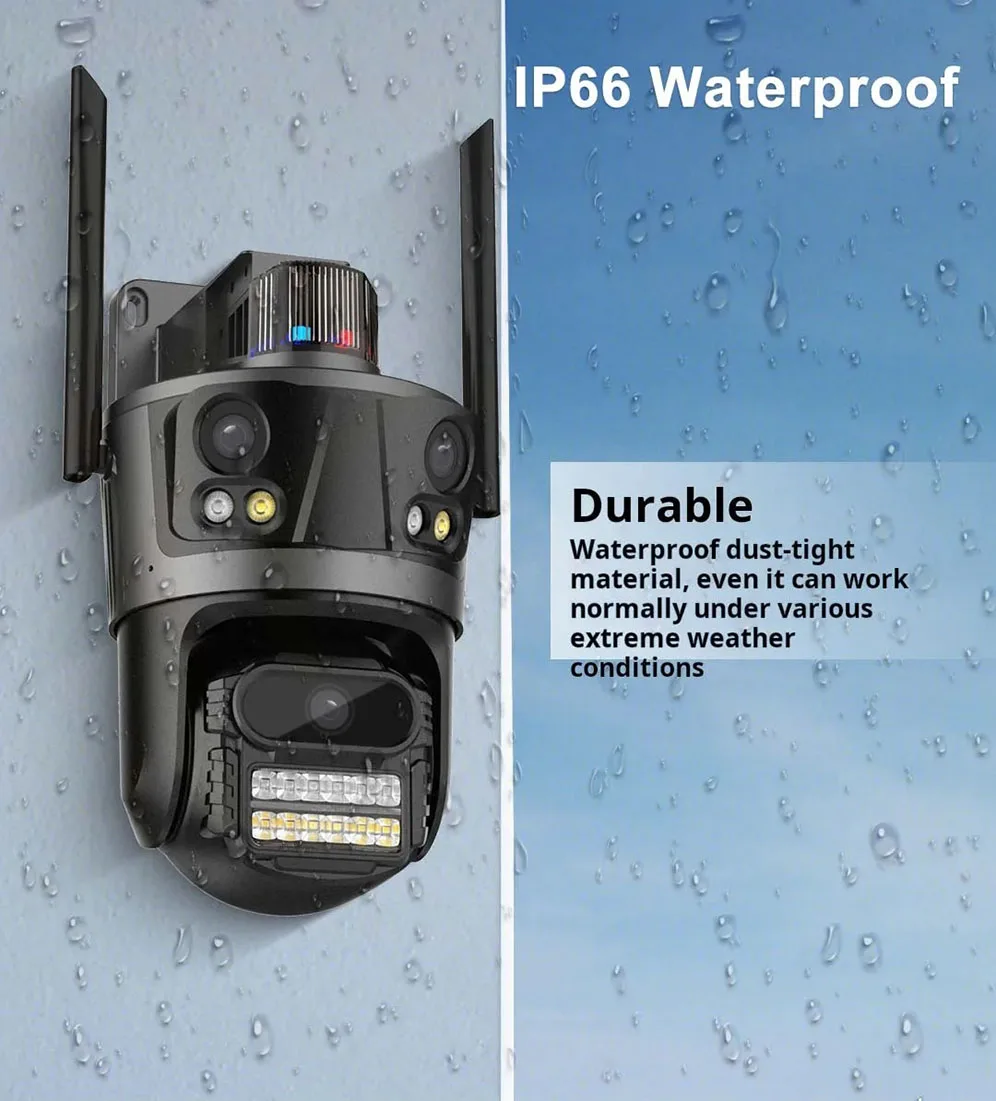 CCTV Wifi IP kamera dönüştürmek çift Lens HD 4MP PTZ rotasyon güvenlik su geçirmez H.265