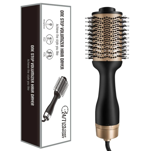 Factory Price 3-in-1 Professional Round Electric Rotating Portable Hot Heat Air Hair Dryer Brush Straightener Comb Blowout Brush