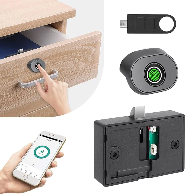 Elock ESF115 ABS Built in showcase Fingerprint Safety Zinc Alloy Hidden Locks Drawers Electronic Cabinet Locks