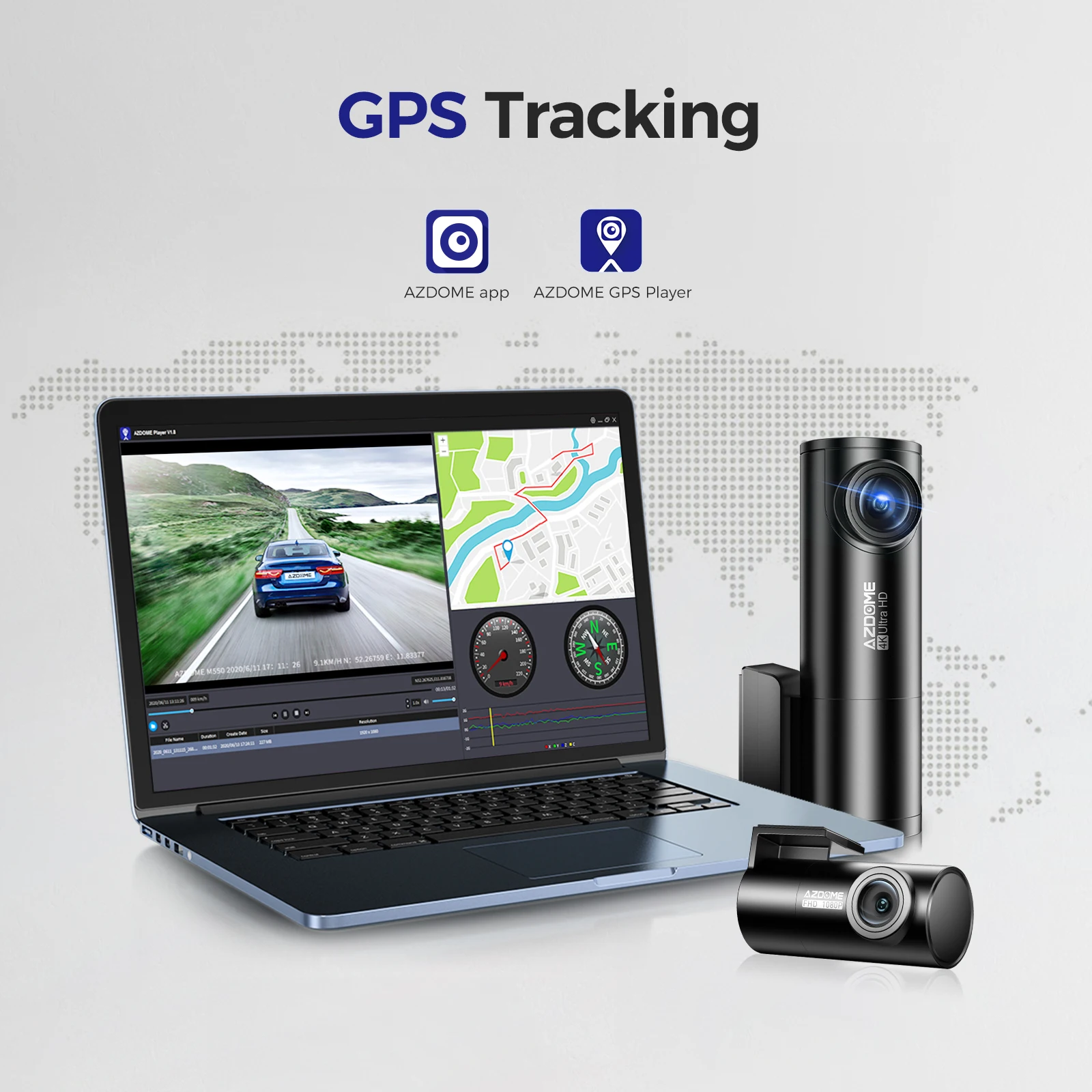 AZDOME M300S 4K 1080P Dual Dash Cam With Build-in 5G WIFI GPS Voice  Control Car Black Box Camcorder Camera 4K Dashcam