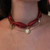 Red silk scarf love necklace