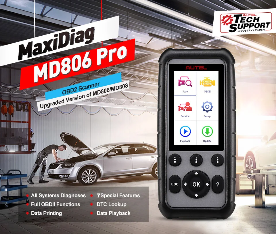 MAXIDIAG MD808 Professional OBDII Scanner - Autel MD808P