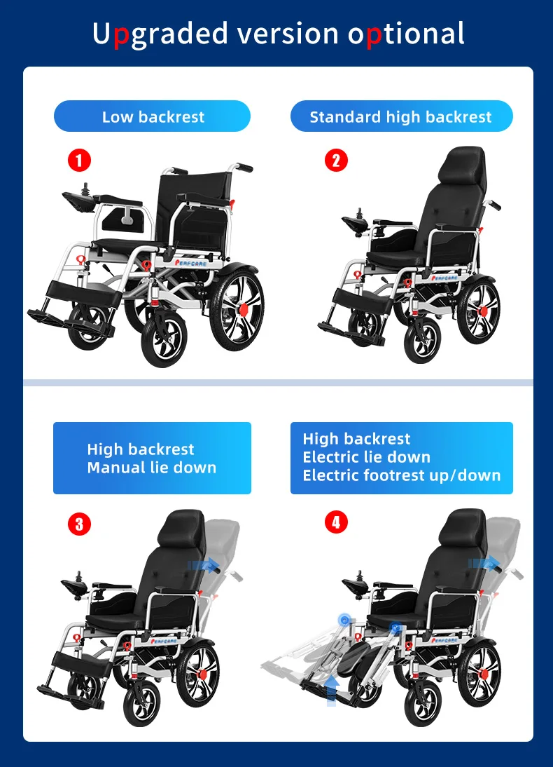 2022 Hot Selling Power Wheelchairs Backrest Adjustable Folding Electric
