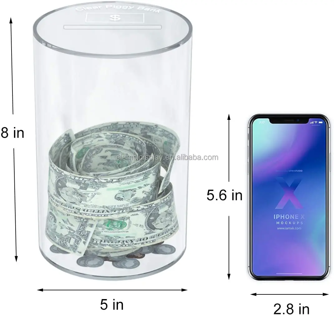 Unopenable Acrylic Clear Saving Money Piggy Bank For Boys Girls Kids