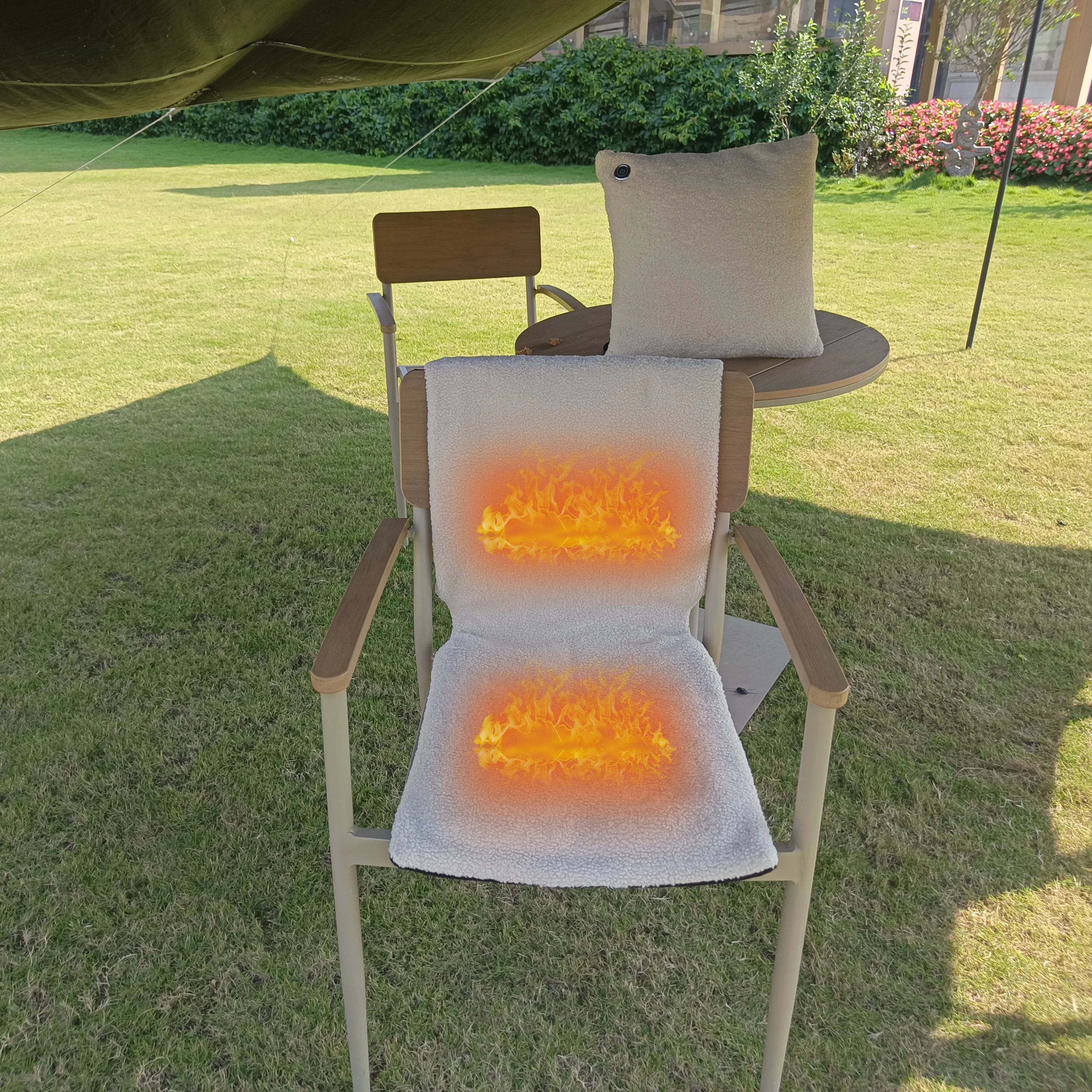 Warm Cushion Outdoor Heated Chair Mat Warmth Seat and Back When Camping  Picnic