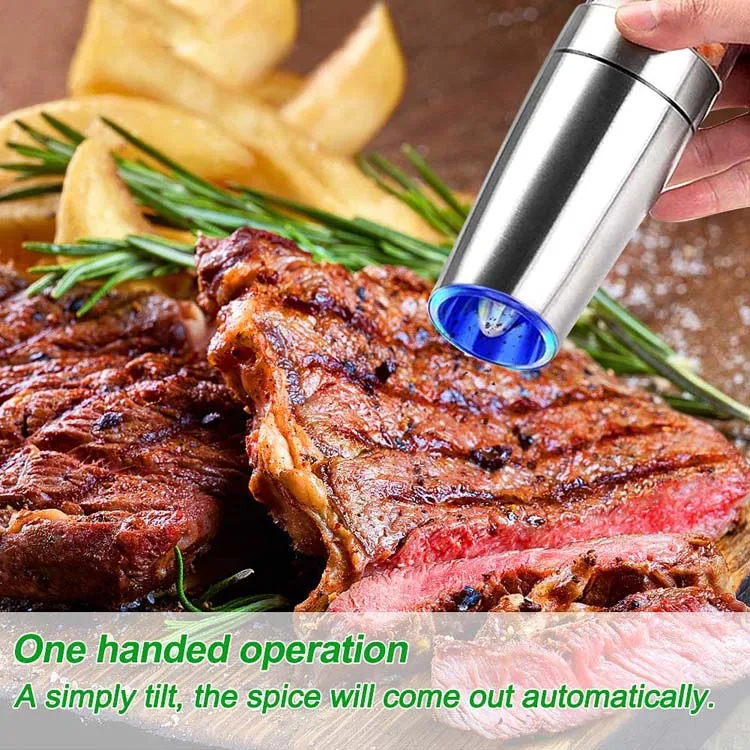 Gravity Salt and Pepper Shakers in Stainless Steel Pepper Grinder