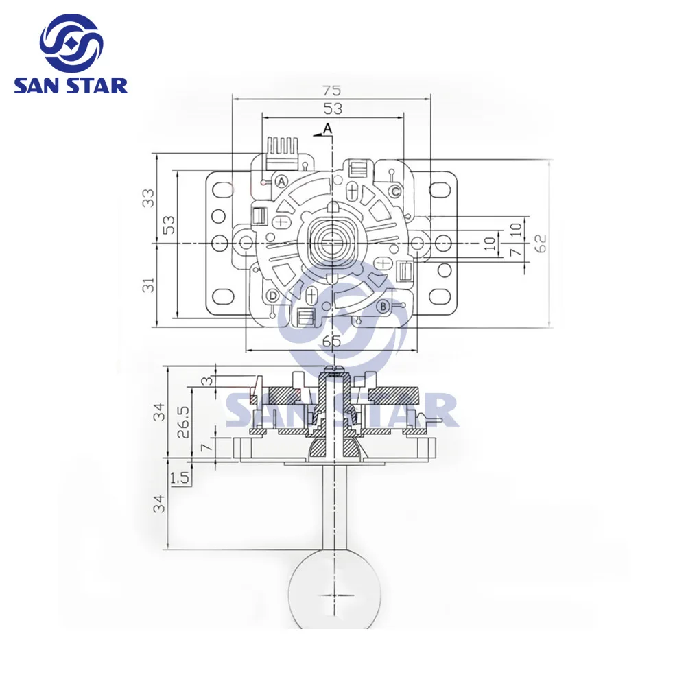Sanwa Arcade Stick Ball Top Transparent Top Ball Joystick DIY Game Stick Arcade Joystick with Trackball