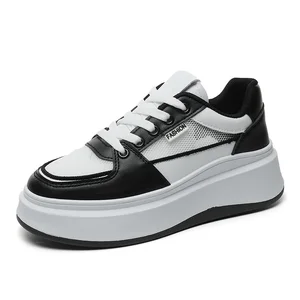 Women's New Casual Loafers with Thick Sole Summer Flat Bottom Waterproof Shoes PU Leather Trend Tie-Up Design