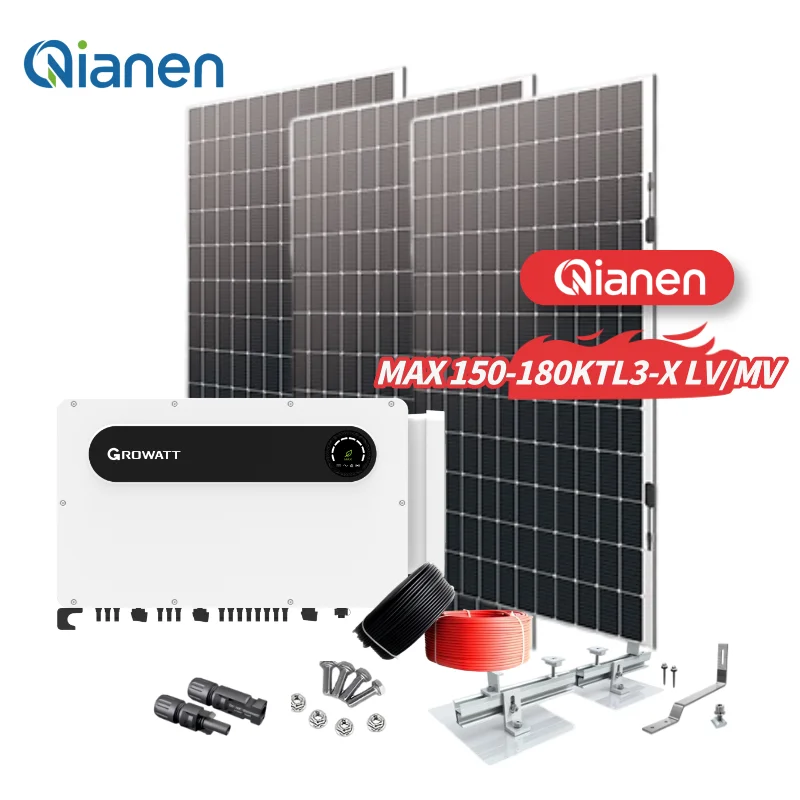 QIANEN Sistema de Energía Comercial Conectado a la Red 150-180KW Conjunto Completo de Energía Fotovoltaica con MPPT de Alta Eficiencia con Silicio Monocristalino