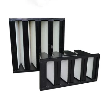 Wholesale Customization Industrial High Efficient V-Bank Combined Plastic Frame W-shaped HEPA Filter