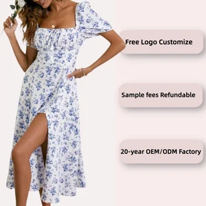 2026 Spring and Summer Women's New Floral Ladies Split Big Swing Dress European and American Women's New Floral Split Pendulum