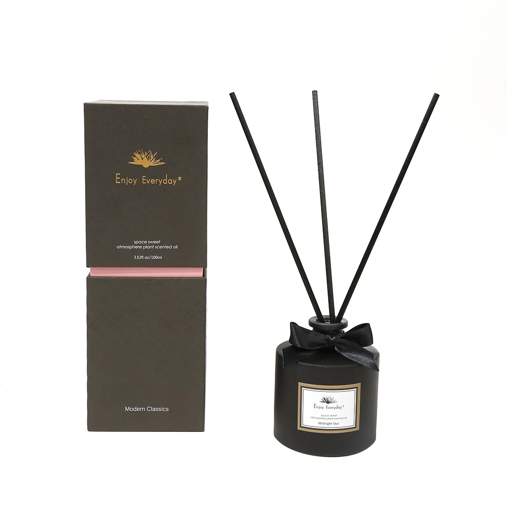 Enjoy Everyday Custom Matte Black Bottle Home Room Hanging Diffuser Scent Fragrance Gift Set Reed Diffuser