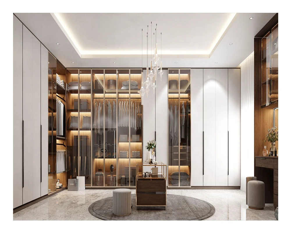 SJUMBO Manufacturer Customized Bedroom Walk-in Portable Wardrobe Closet Modern Wooden Wardrobe Room Cabinets