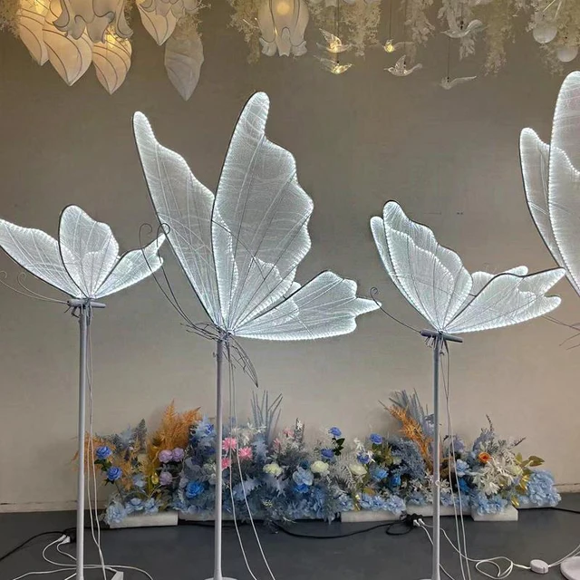 High quality 0.7*1M led mesh dance butterfly wings background stage background arch wedding butterfly lighting decoration