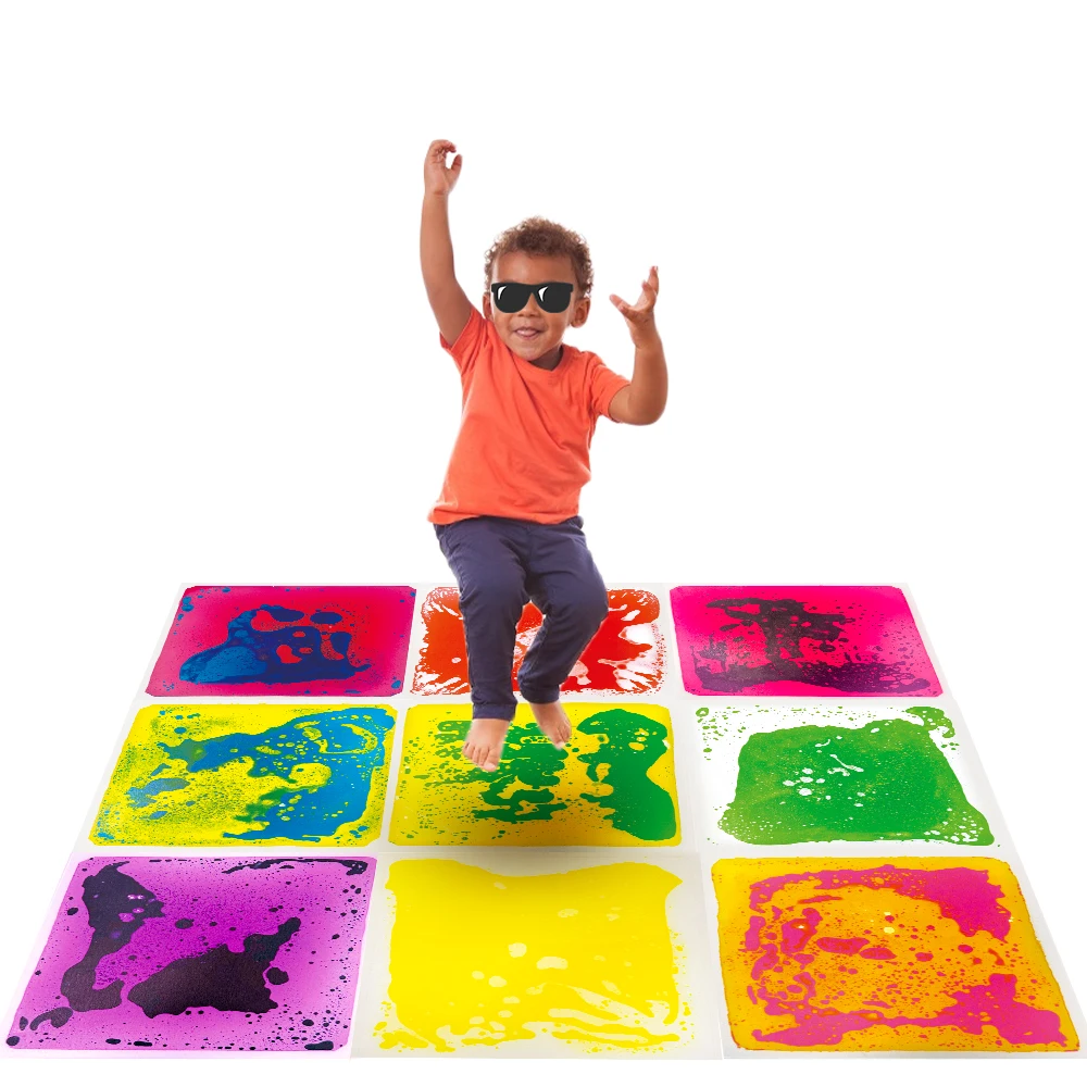 New Children's Squeeze Toy Indoor Room Decoration for Boys and Girls 19.7Inch Square Sensory Liquid Floor Tiles