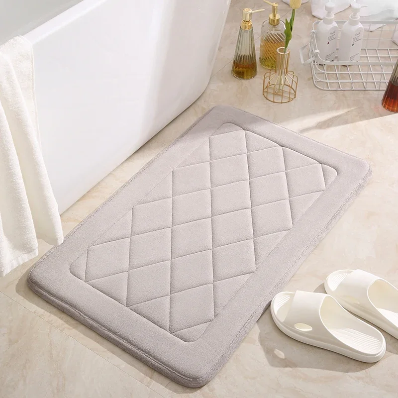  Custom Washable Microfiber Absorbent Fast Drying White Black Grey Color Non Slip Bath Mat