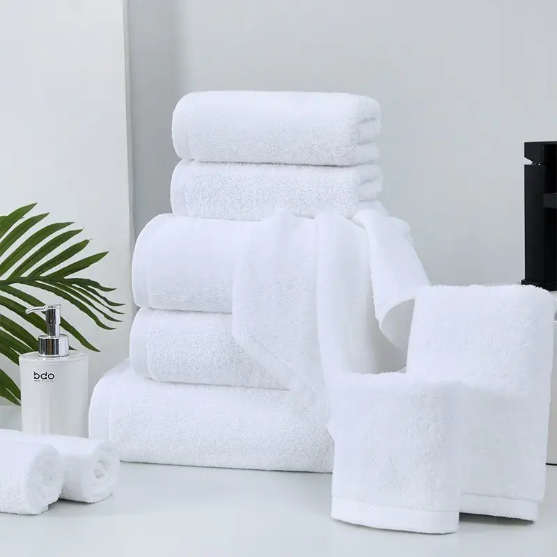 100% cotton  5-star luxury popular modern white hotel bath towel set  towels