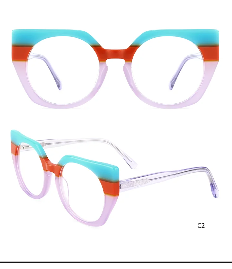 Oversized Fashion Tricolor Acetate Glasses Eyeglass Frames Handmade