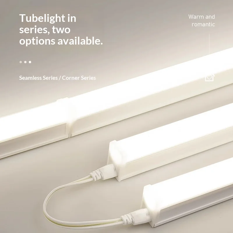 Studielampa för sovsal/sovrum med kylt LED-integrerad rörformad ögonskyddslampa med lång strimma, sängbordslampa och direktanslutning