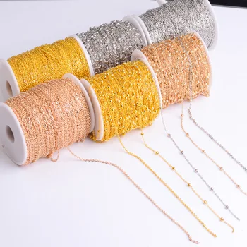 jewellery making chain roll Colored 18k gold kc gold Wholesale Fashion Decorative Ball extender Metal chains in bulk
