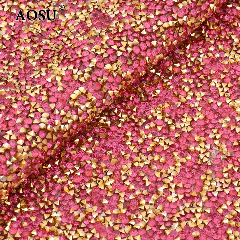 Aosu Wholesale 24*40cm Ss12 Crystals Ab Strass Trim Resin Rhinestone