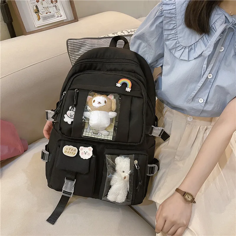 VLTBL Teen Kawaii Backpack - Large Capacity, Cute Bunny Design, With Pencil Pouch, For School & Travel
