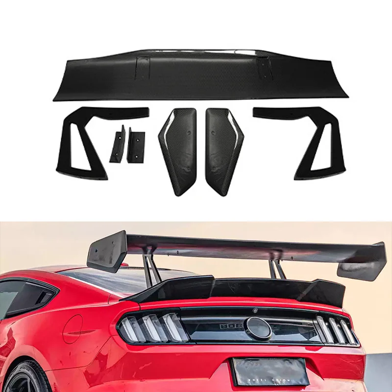 GT Style Real Carbon Fiber Fibre Rear Trunk Spoiler Big Wing For Ford Mustang 2015-2023