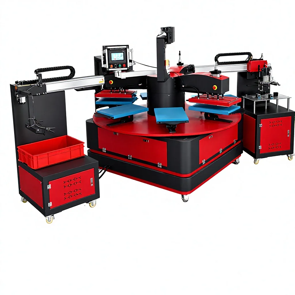 Automatic Rotary Heat Press Machine With Visual Positioning Multi Station Heat Transfer Machine for T Shirt Printing