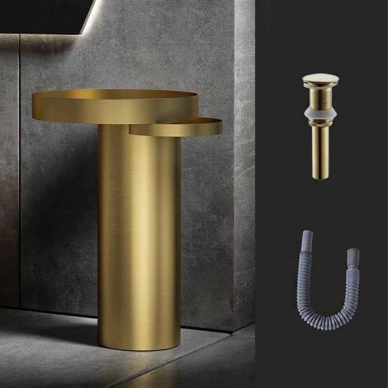 Pedestal Sink Stainless Steel Sink Floor Standing Bathroom Sink Column ...
