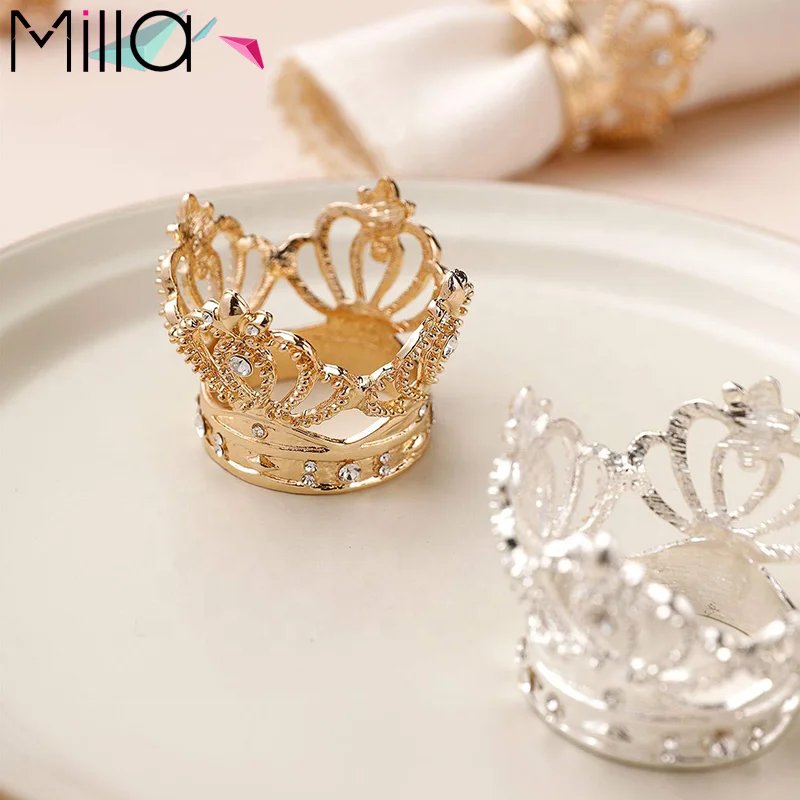 Other Party Decorations Gold Crown Shaped Napkin Ring with Diamond Napkin  Holder for Home Wedding Party Table Decoration