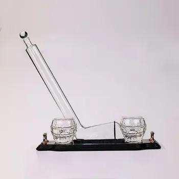 Golf Club Whiskey Decanter Set with 4 Golf Ball Glasses and Wooden Base Unique Liquor Dispenser Gift for Golf Lovers and Men